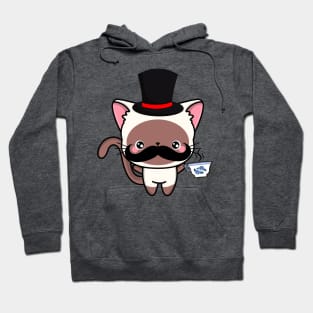 Sophisticated White Cat Drinking Tea wearing a top hat Hoodie